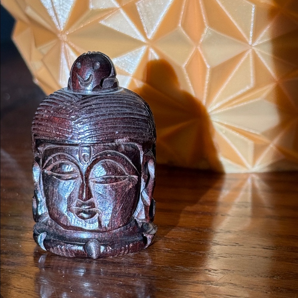 Handcrafted Wooden Buddha Head Sculpture Hand Carved Souvenir Trinket Box Gift - Picture 4 of 10